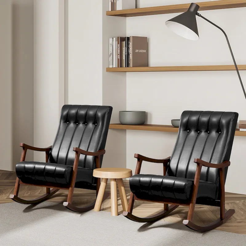 AVAWING Upholstered Rocking Chair ModernHighBackArmchair Set of 2