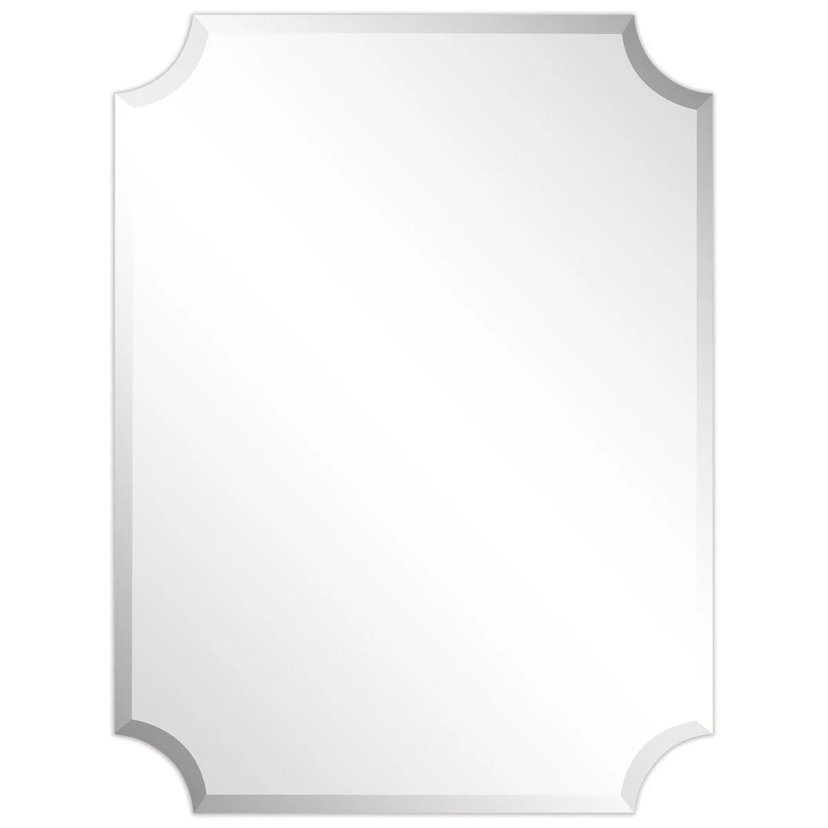 Frameless Rectangle Scalloped Beveled Wall Mirror, Bathroom, Vanity, Bedroom Mirror,1-beveled Edge - Clear