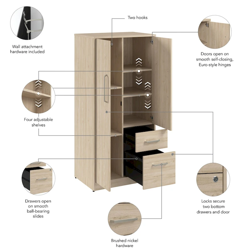 Bush Business Furniture Vista Wardrobe Cabinet with Drawers