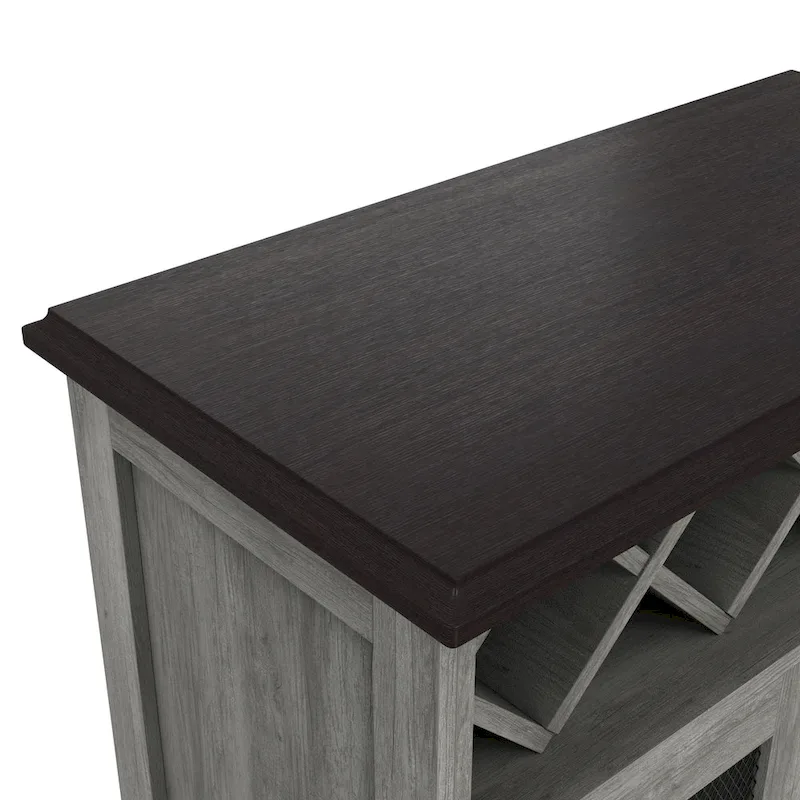 DH BASIC Farmhouse Four Shelf and Four Bottle Lattice-like Wine Buffet by Denhour