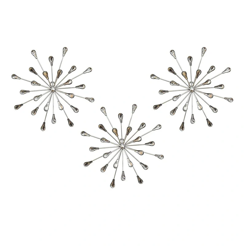 Acrylic Burst Silver Metal Wall Decor - 10  W x 2  D x 10  H
