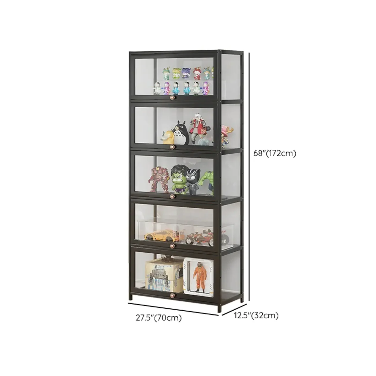 Simple Flip-up Black Clear Glass Cabinet