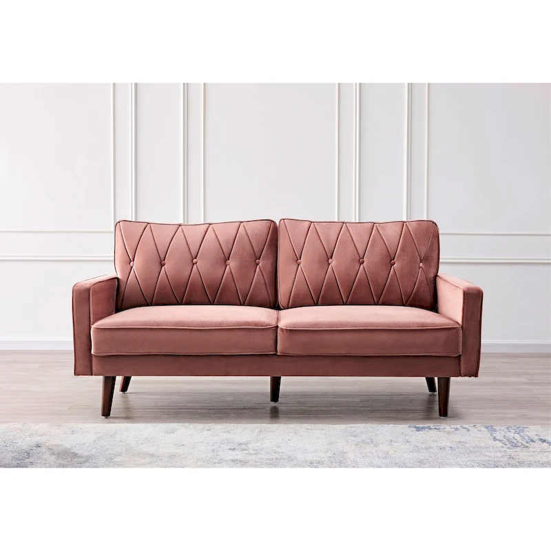 Feemster 69.3 Wide Velvet Tufted Cushion Back Sofa