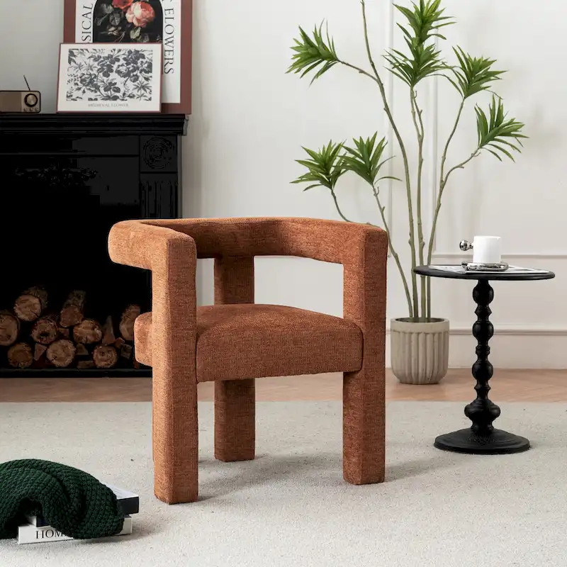 Set of 1 Chic design Barrel shaped Fabric Upholstered Accent Armchair