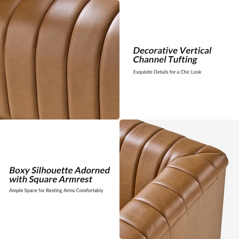 Esteban Modern Leather Upholstered Swivel Barrel Chair Set of 2 by HULALA HOME