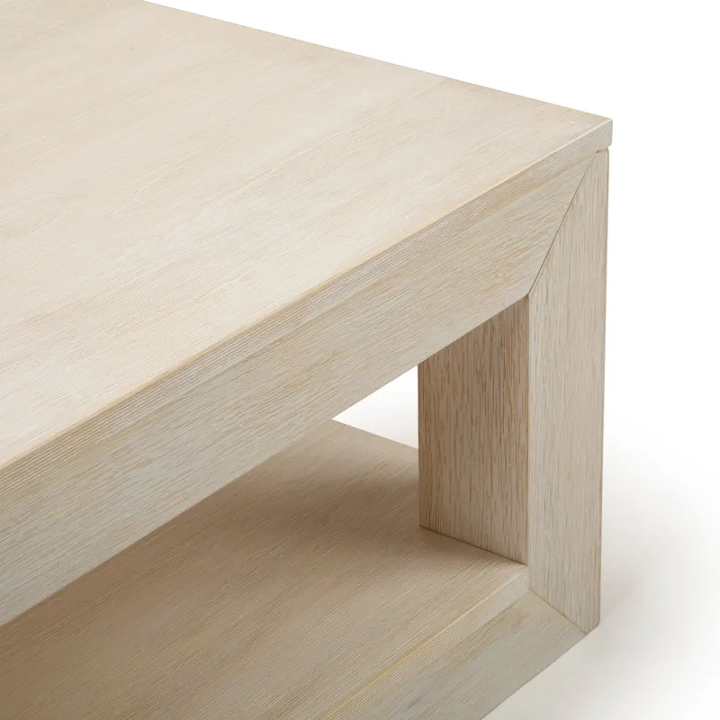 Plank and Beam Modern Rectangular Coffee Table with Shelf