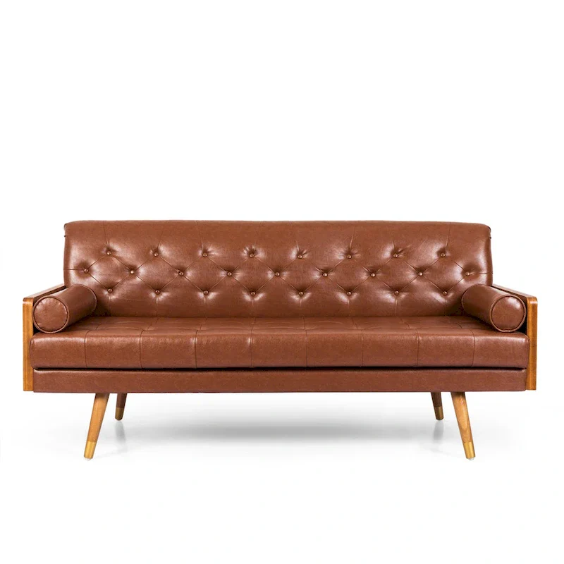 Barnard Mid-century Tufted Sofa with Accent Pillows by Christopher Knight Home