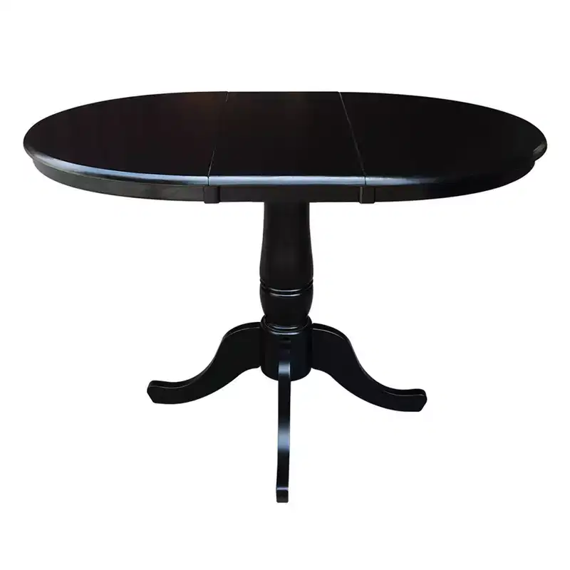 36 Round Top Pedestal Dining Table with 12 Drop Leaf - International Concepts