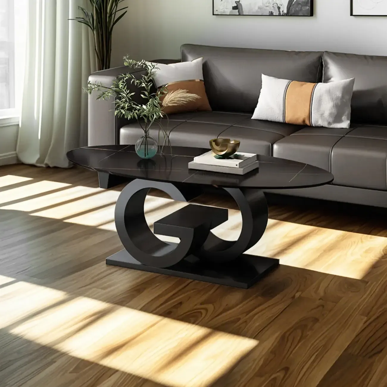 Modern White Oval Coffee Table with Unique Style