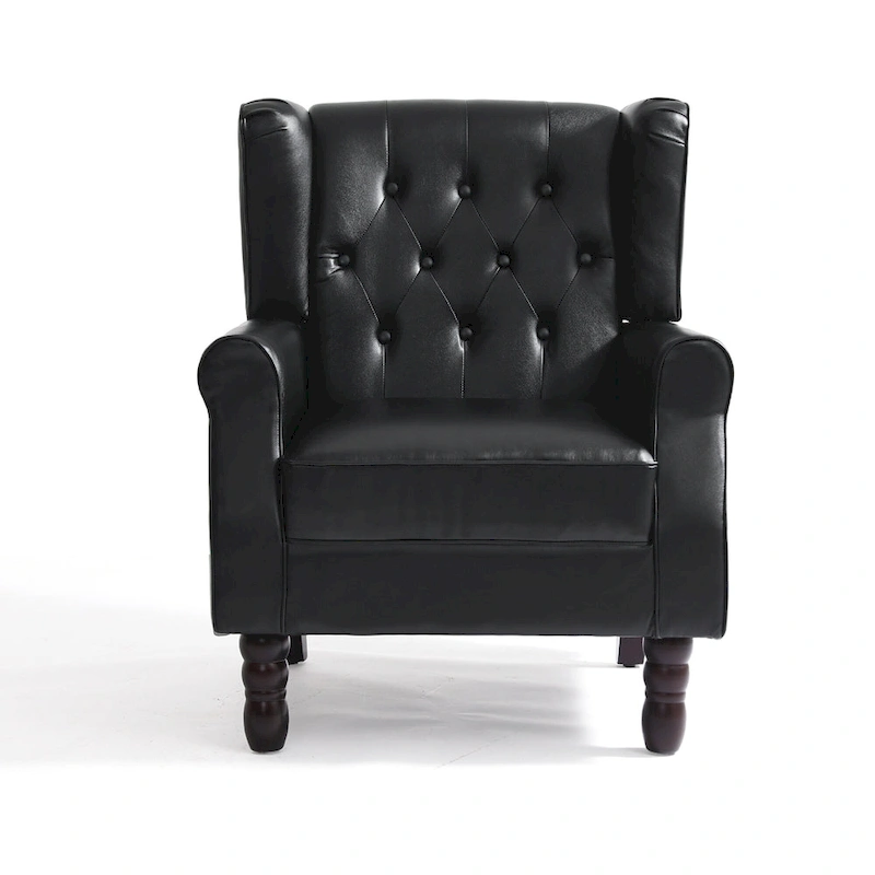 Set of 2 Vegan Leather Upholstered Button Tufted Accent Chair