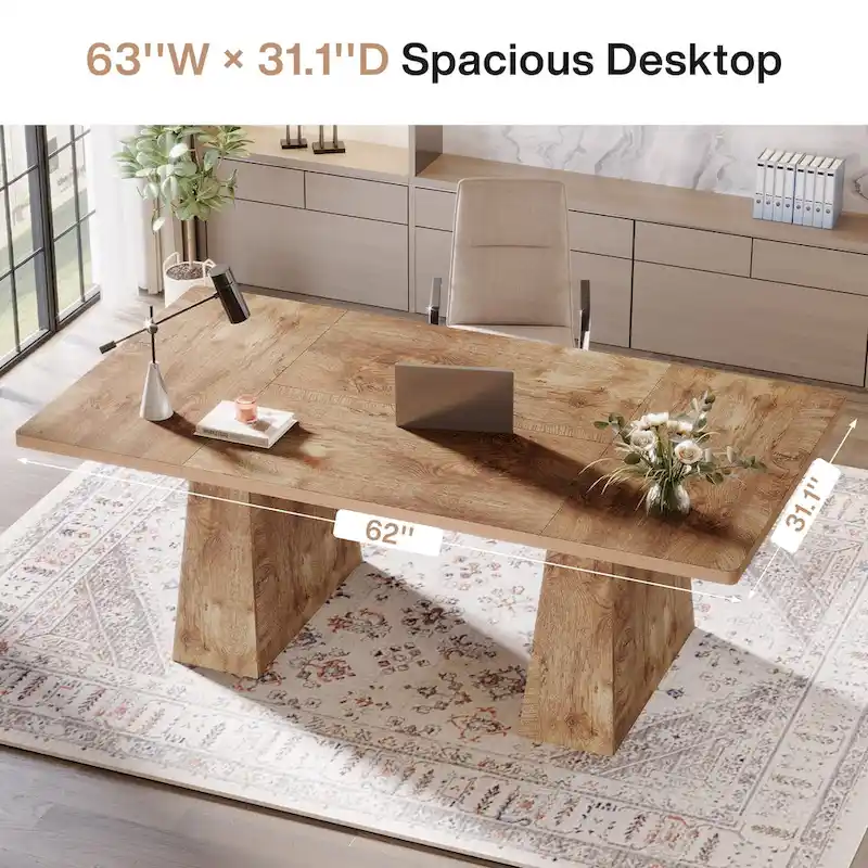 63 Inches  Executive Office Desk Large Computer Conference Table