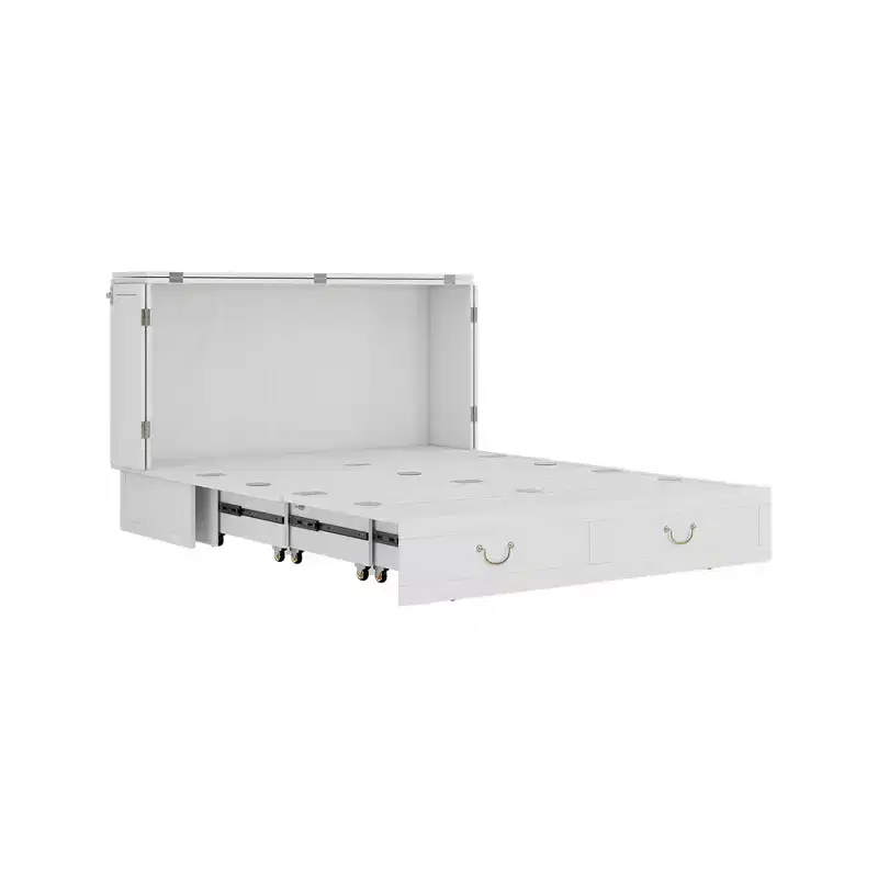 Keloyid Haimyy Solid Wood Frame Queen Murphy Bed Chest with Built-in Charger and Strong Drawer