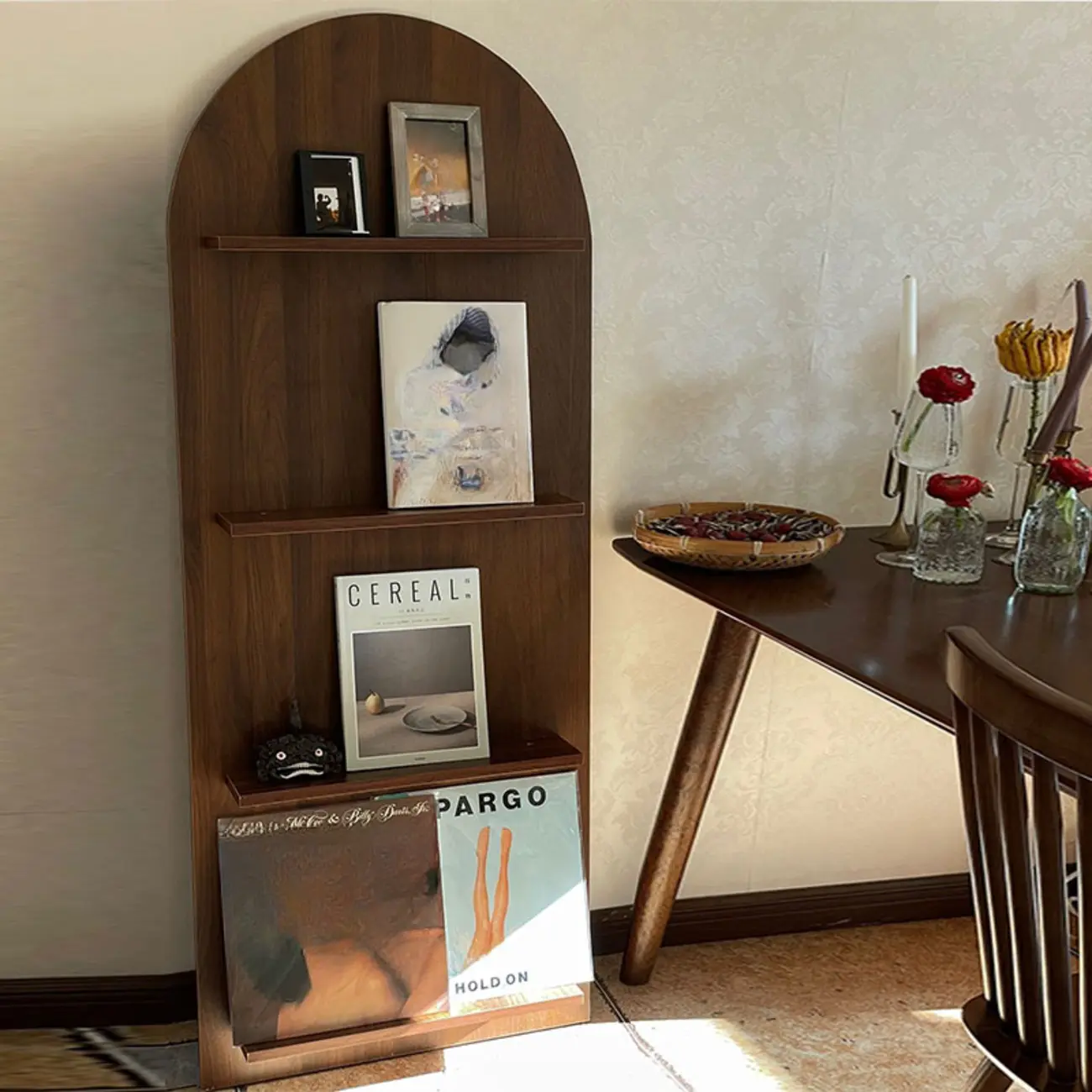 Modern Small Display Vertical Laminate Wood Bookcase
