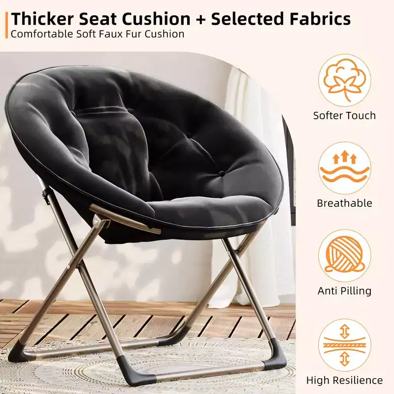 Faux Fur Saucer Chair, Folding Style, 1-Person