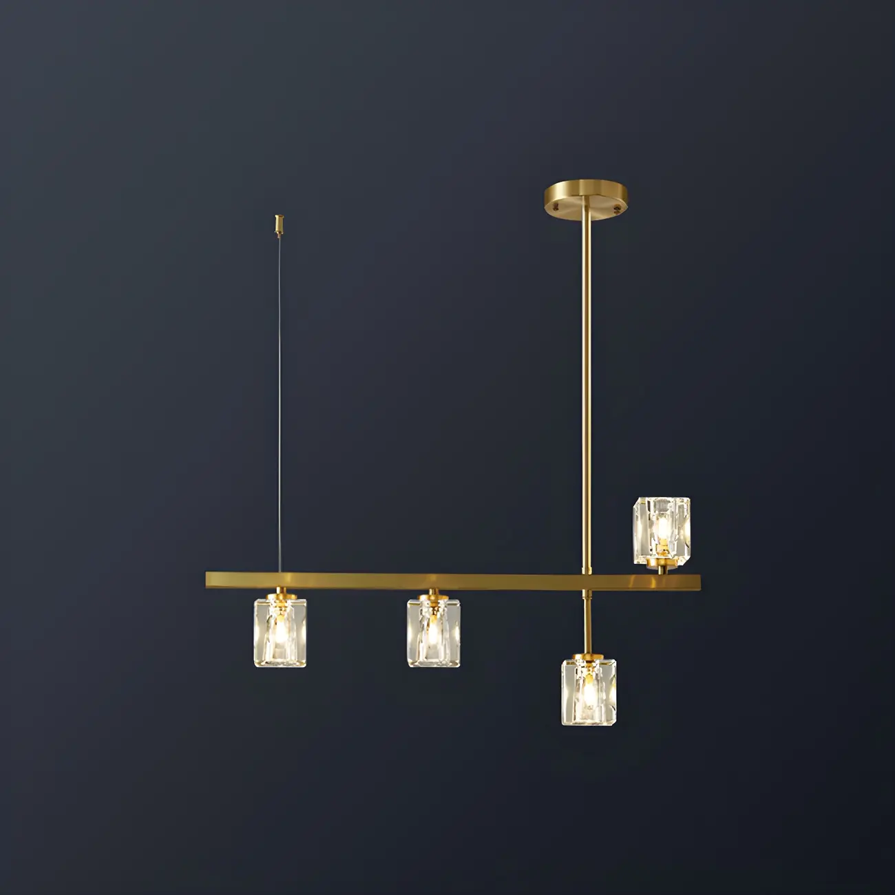 Geometric Gold Crystal Linear Island Pendant Light