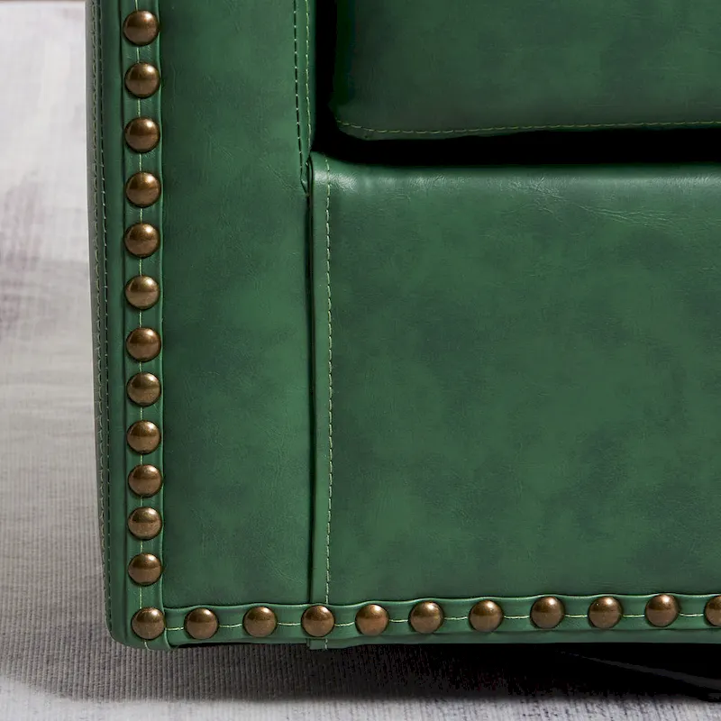 KINWELL 29 Wide Tufted PU Leather Swivel Barrel Chair (Set of 2)