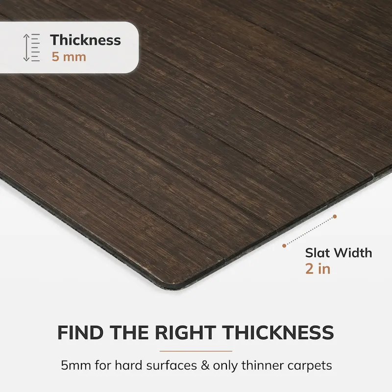 Jani Eco Bamboo Standard Rectangular Chair Mat - (72 x 48), Premium Quality, Eco-Friendly Chair Mat