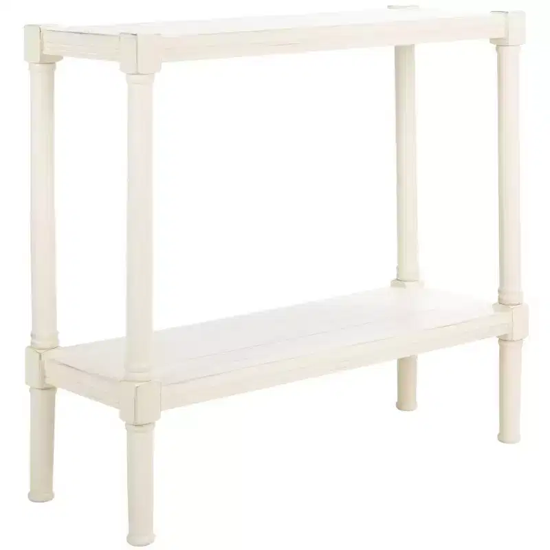 Console Table with Open Shelf – Brown / Distressed White
