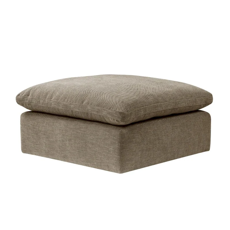 Scott 37 Inch Square Ottoman, Removable Pillow Top Cushion, Beige
