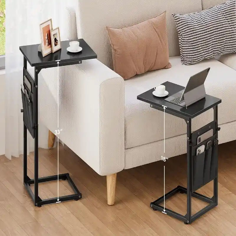 C Shaped End Table - 16D x 12W x 33H