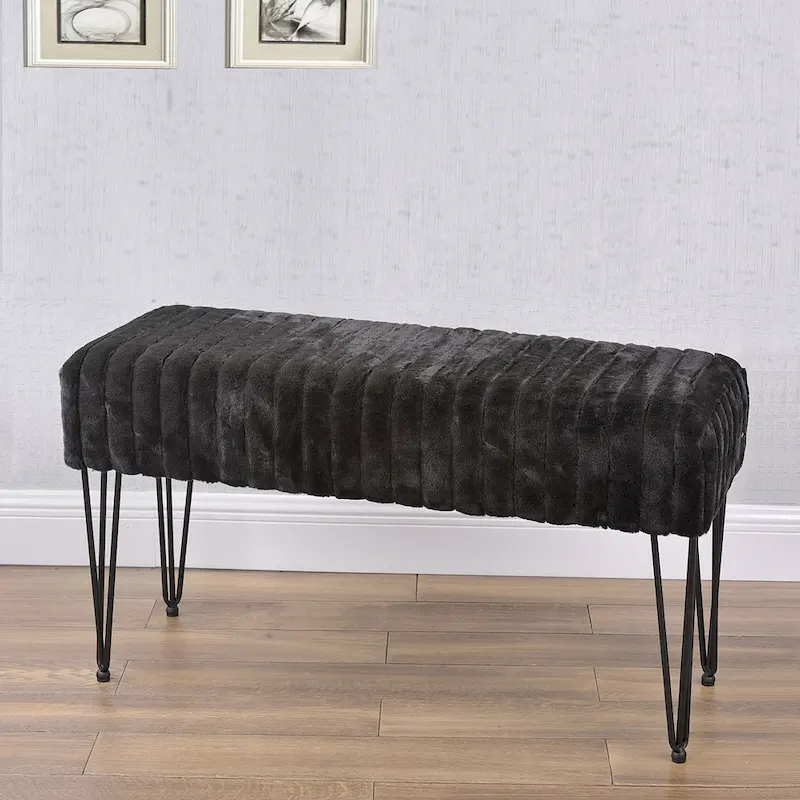 Serenta SuperMink Fauxfur Ottoman Bench
