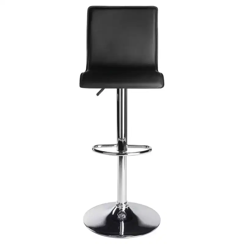 Winsome Spectrum High Back L Shaped Air Lift Adjustable Height Barstool Black/Metal: Faux Leather, Swivel, 200lb Capacity