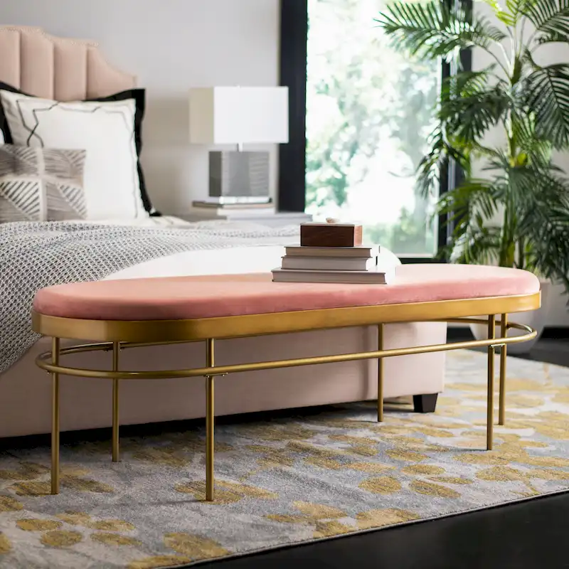 SAFAVIEH Omie Oval Bench - 63 x 22 x 20 - 63Wx22Dx20H