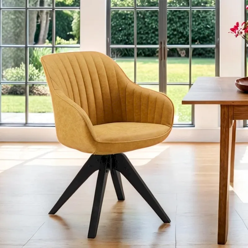 Art Leon Modern Wood Swivel Chair with Oak Legs