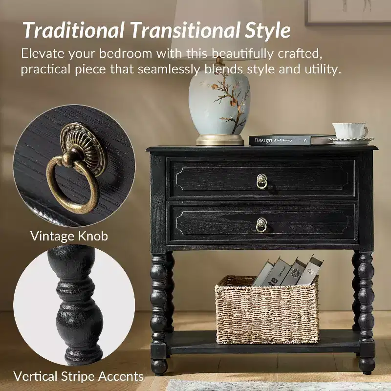 Jerardo 30 Tall 2-Drawer End Table with Built-in Charging Outlets Set of 2|ARTFUL LIVING DESIGNS