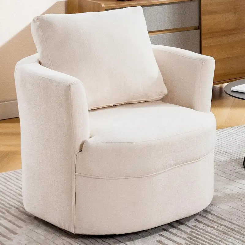 HOMYKA Swivel Accent Barrel Chair Round Arm Chair with Pillow