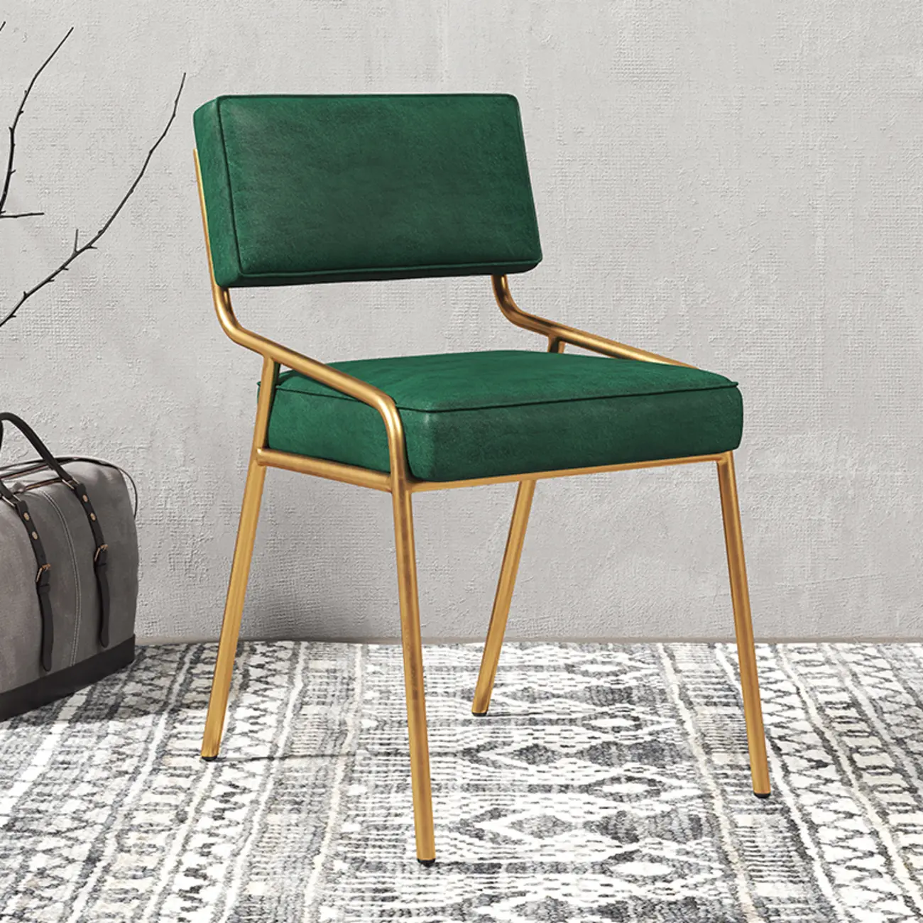 Modern Rectangle Faux Leather Open Back Dining Chair