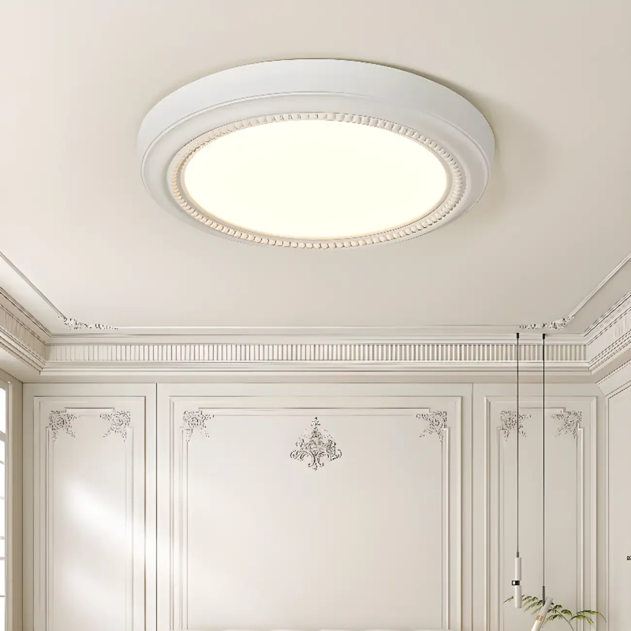 Elegant White Round Dimmable Flush Mount LED Ceiling Light
