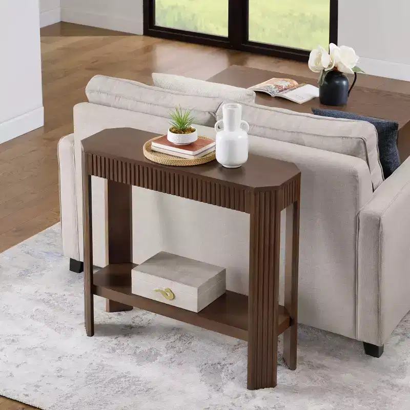 Fluted Solid Wood Console Table 36