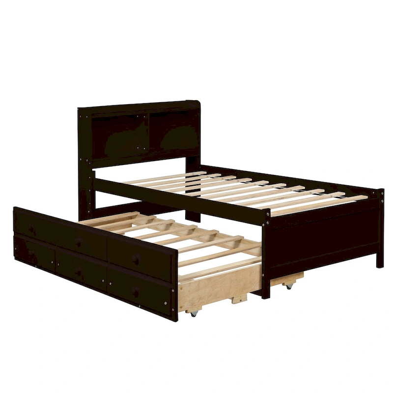 Twin Bed with Twin Trundle,Drawers