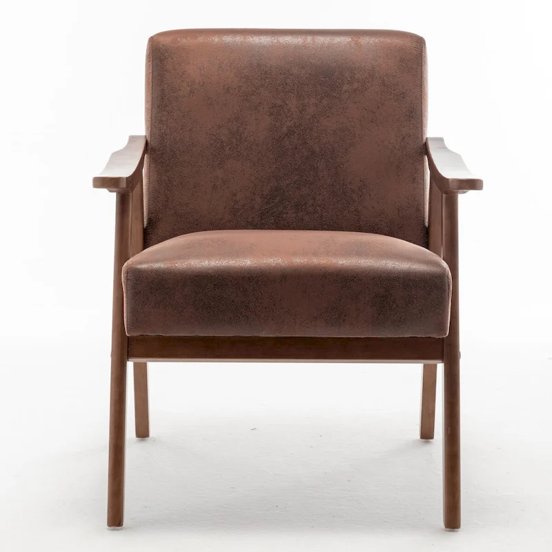 Extra-Thick Backrest Accent Chair with Solid Wood Frame