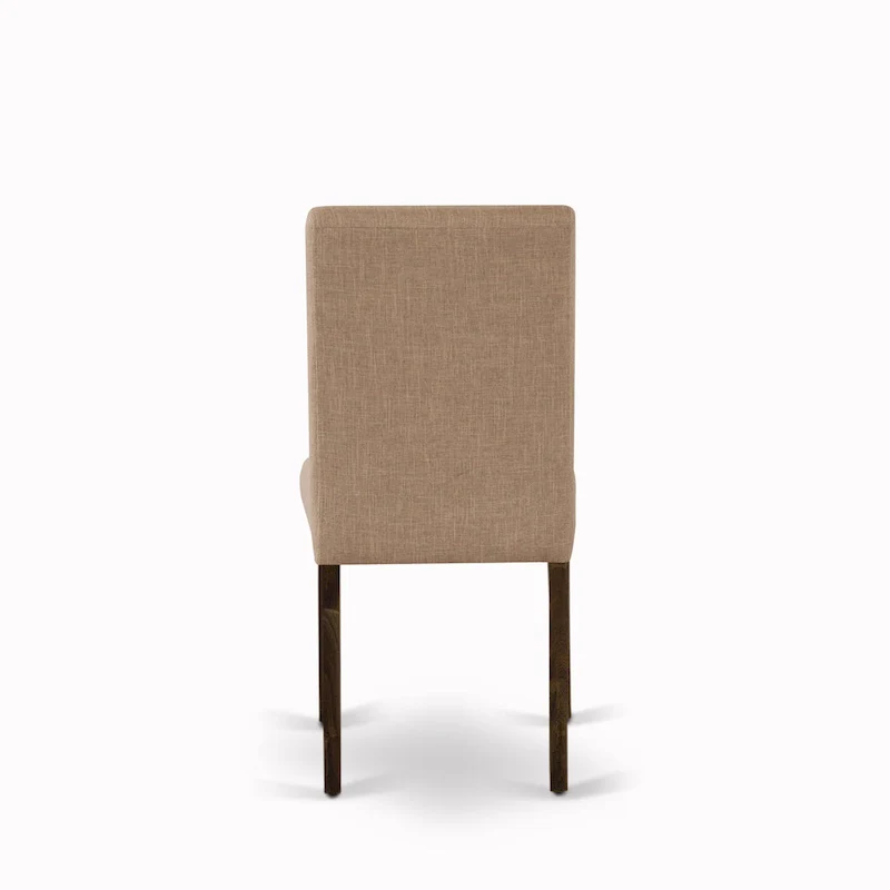 Dining Table Set- a Round Kitchen Table and Light Sable Parsons Chairs, Distressed Jacobean (Pieces Option)