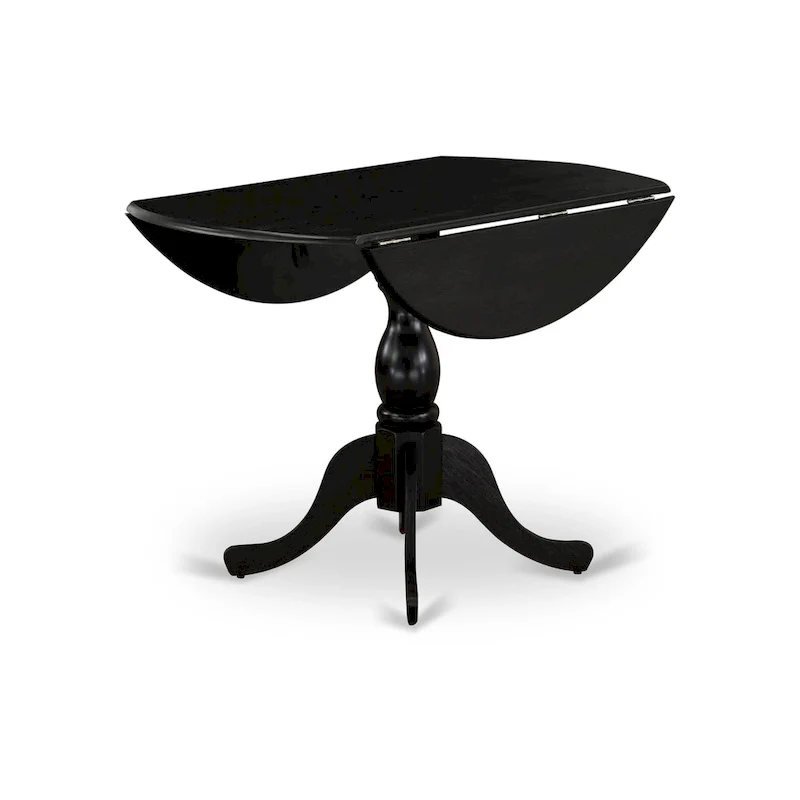 East West Furniture Dublin Modern Kitchen Table - a Round Dining Table Top with Dropleaf & Pedestal Base, (Finish Option)
