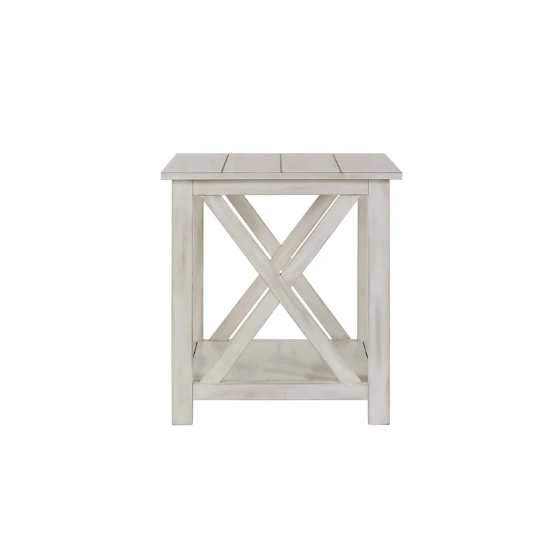 Jamestown Antique White Wood Side Table