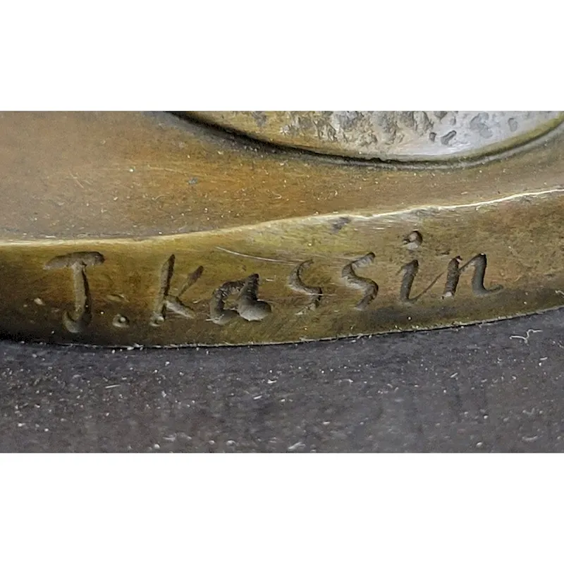 Art Deco Charleston Flapper W/ Feathered Hat - Bronze Sculpture By J. Kin