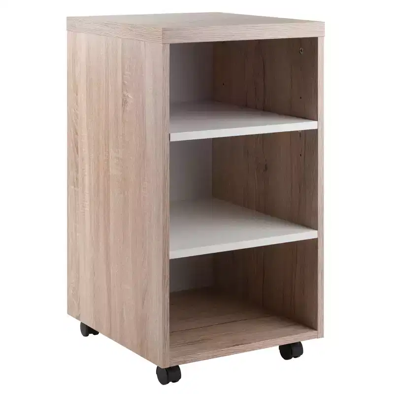 3pc Kenner Set Modular Desk with 2 Drawer & 3 Shelves Reclaimed Wood - Winsome