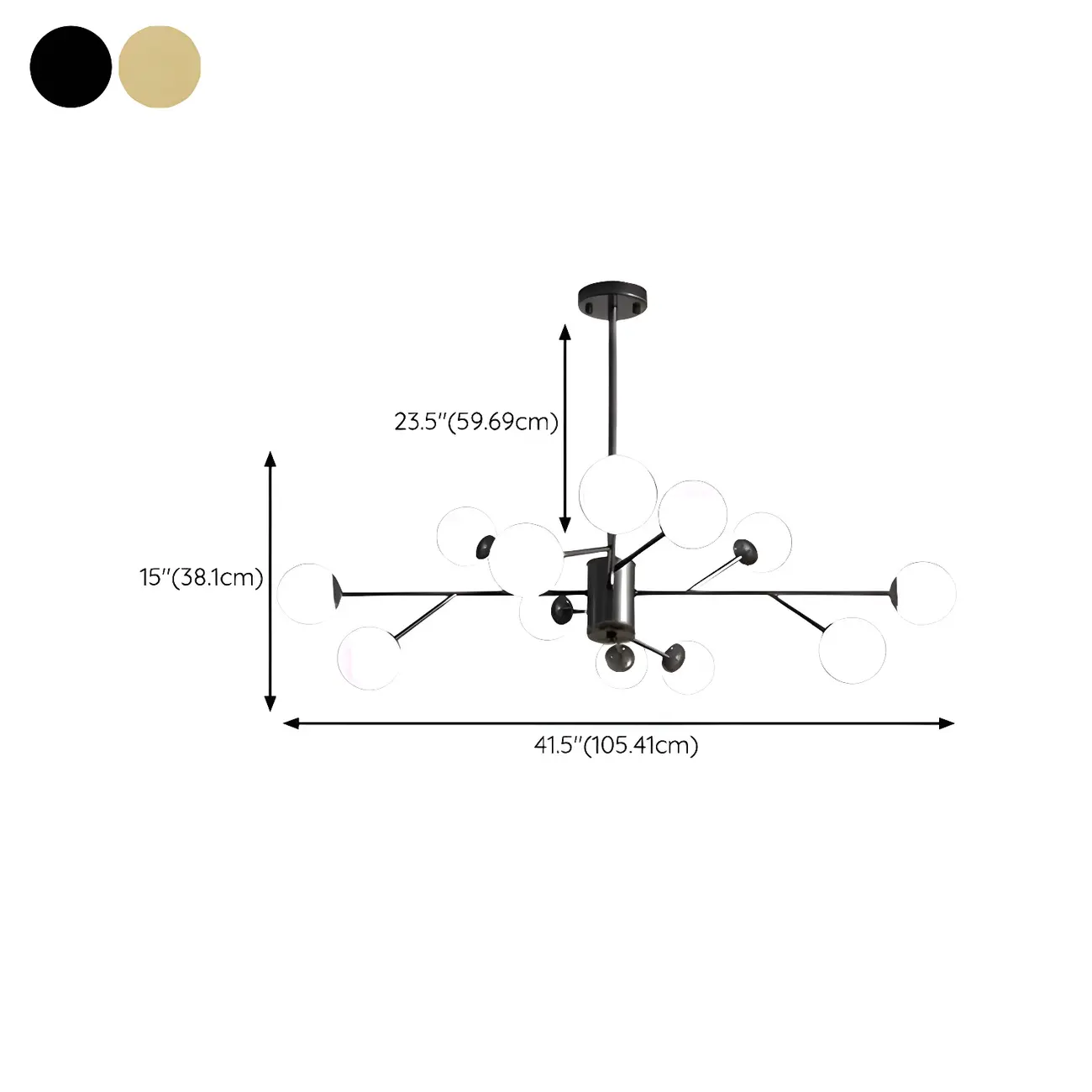 Mid-Century Modern White Globe Glass Sputnik Chandelier