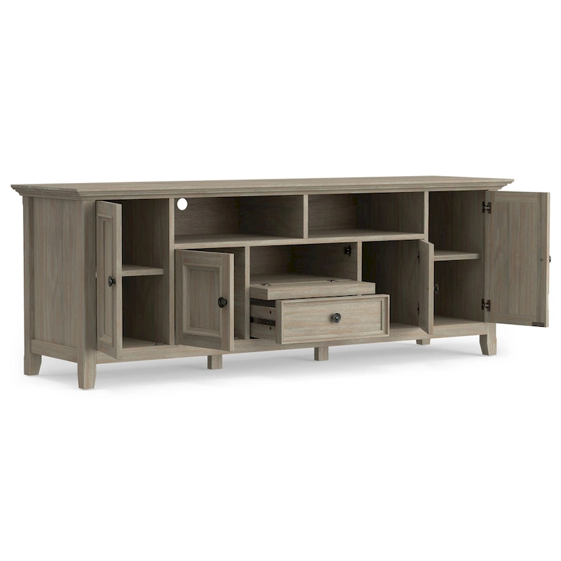 WYNDENHALL Halifax 72 inch Wide Solid Wood Transitional TV Stand - 72 w x 19 d x 26  h