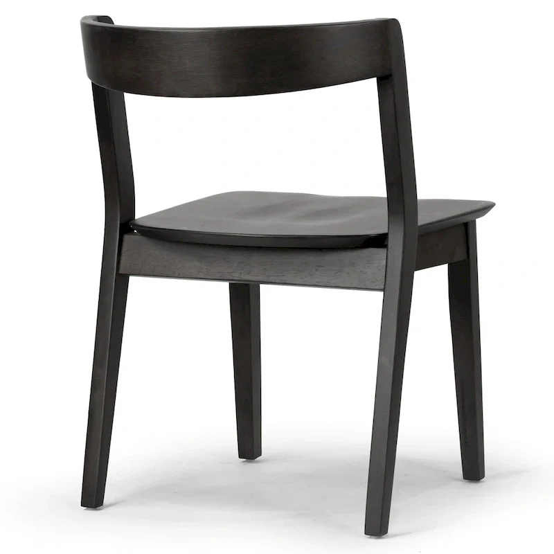 Set of 2 Black Solid Wood Chair with Curved Back