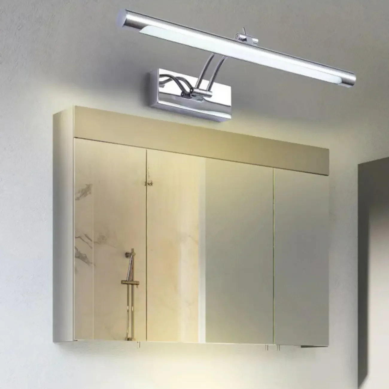 Modern Silver Dimmable LED Vanity Light with Adjustable Arm