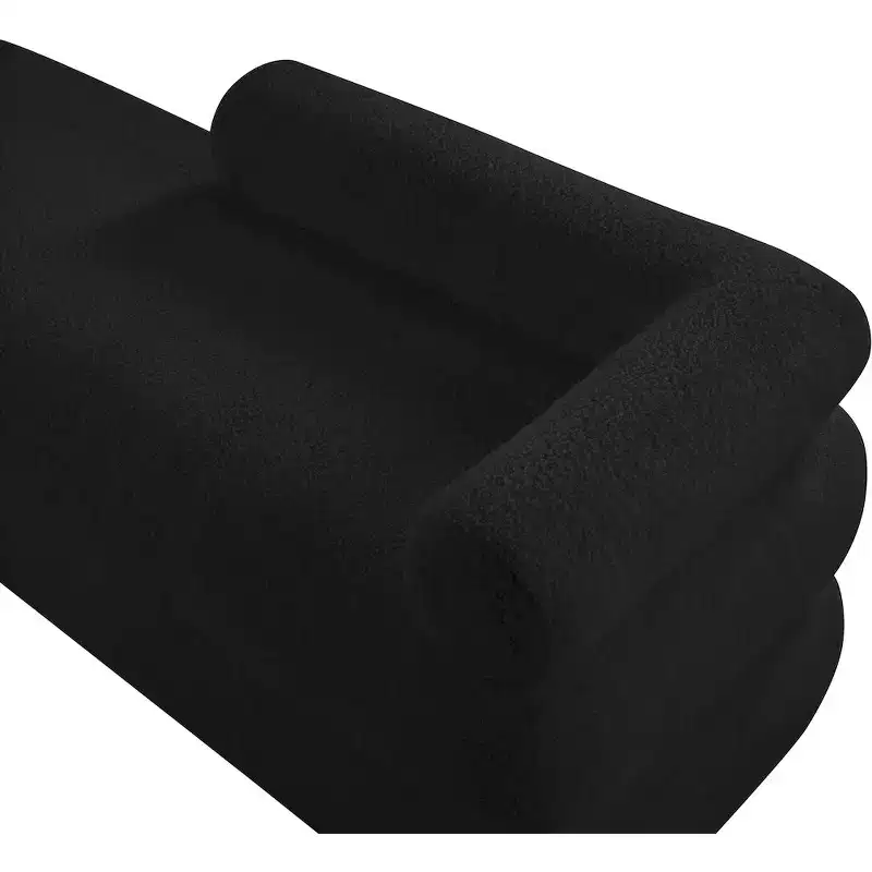Meridian Furniture,Kennedy Faux Shearling Teddy Fabric Bench