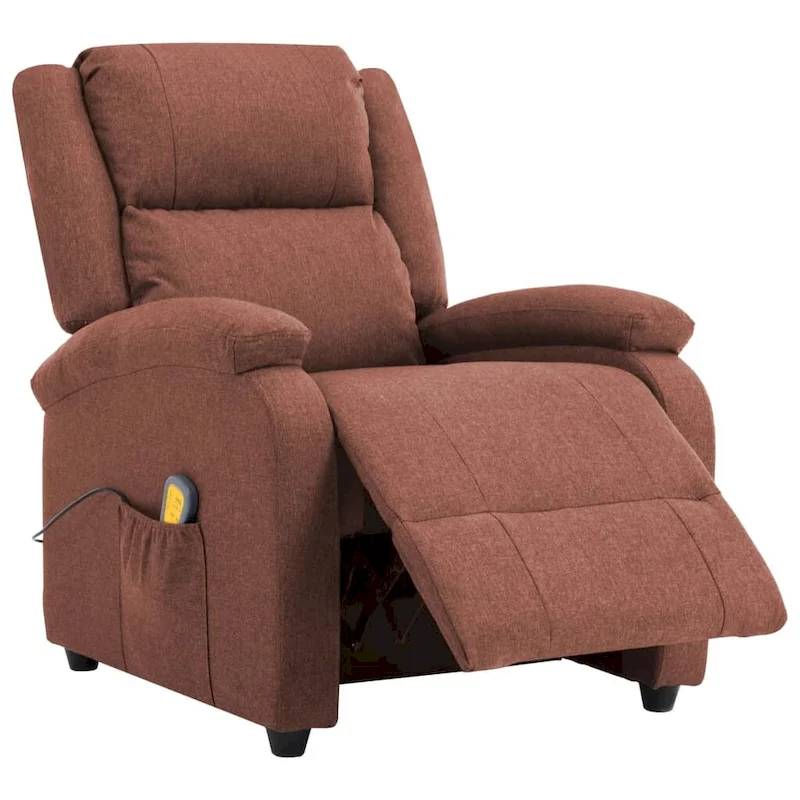 vidaXL Massage Chair Brown Fabric - 71 x 92 x 96 cm