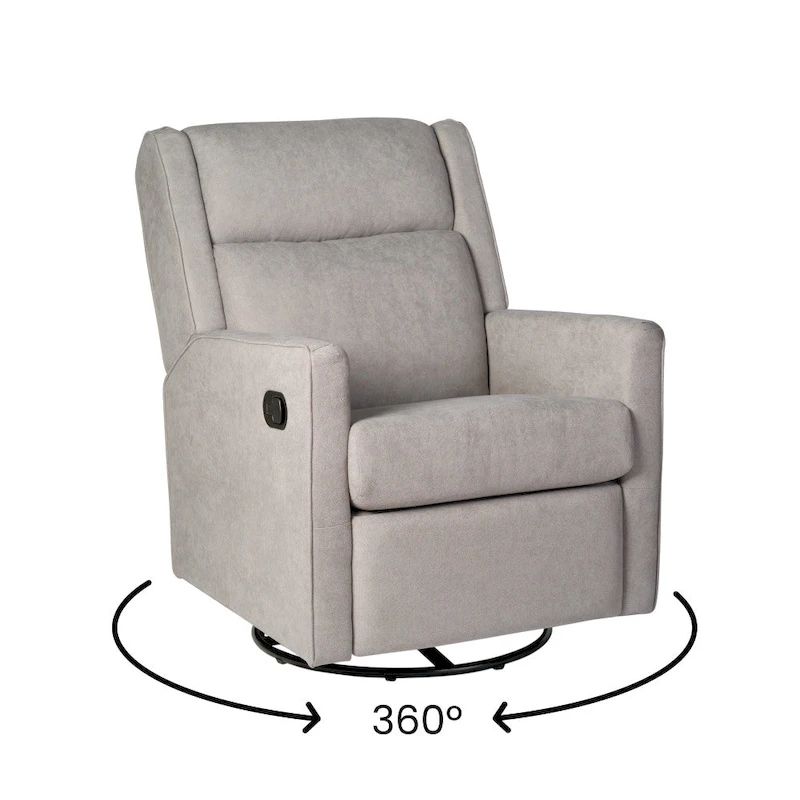 Manual Rocking Recliner Chair with Swivel and Gliding Motion