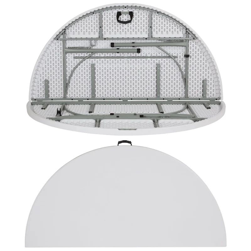 6-Foot Round Bi-Fold Plastic Event Folding Table with Handle