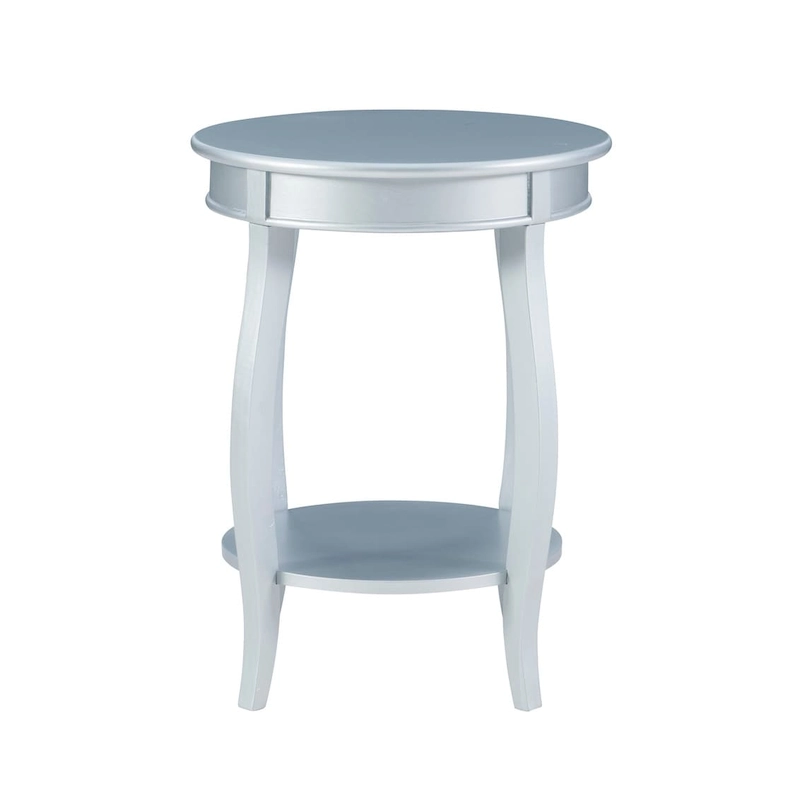 Penelope White Round Table with Shelf