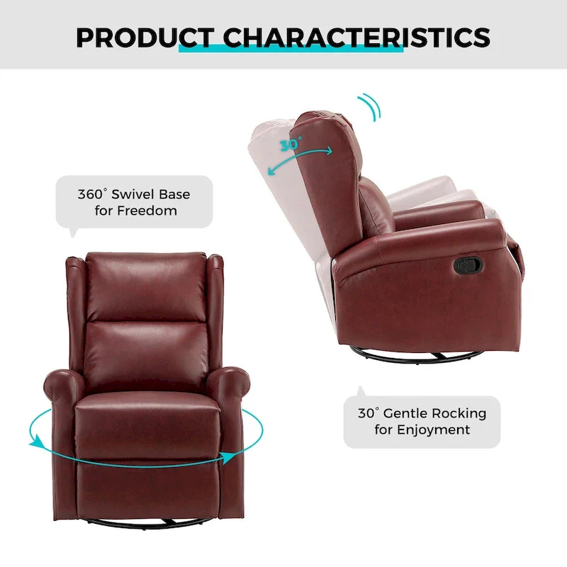 Faux Leather Swivel Nursery Recliners (Metal Base) — Set of 2